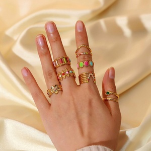Nuevo Anillo Geométrico de Moda para Mujer, Chapado en Oro de 18K y Rodio, de Acero Inoxidable, con Goteo de Color, Joyería con Logotipo Personalizado - Product Image 4