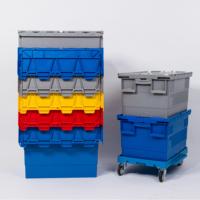 Chariot de manutention industriel robuste avec conteneur à couvercle amovible pour entrepôt