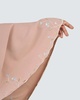 Robe Abaya Modeste en Crêpe Brodé Serene avec Ourlet Floral, Ensemble de Prière, Robe Musulmane de Dubaï, Fabricant de Telekung Rafraîchissant et Doux
