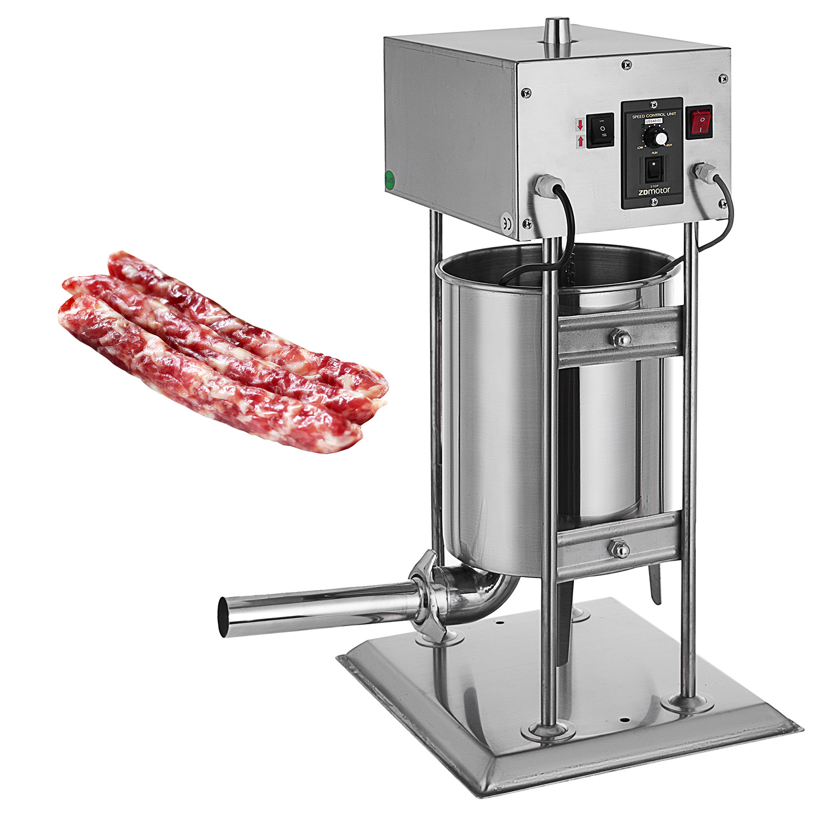 Электрический автоматический наполнитель для сосисок, аппарат из нержавеющей стали для приготовления колбасы, объем 10 л/12 л/15 л