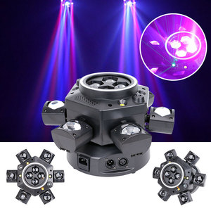 Source de lumière laser <span class=keywords><strong>LED</strong></span> 6 bras Bee Eyes RGBW, <span class=keywords><strong>effet</strong></span> <span class=keywords><strong>stroboscopique</strong></span>, activé par le son, contrôle DMX512, <span class=keywords><strong>ampoule</strong></span> E27, tête mobile pour parc à thème - Product Image 6
