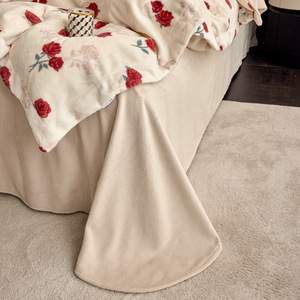 Juego de Ropa de Cama de Lana Duoxi Aimei Miankang, 4 Piezas, Bordado Floral, Estilo Pastoral, Antipelusas, Juego de Funda Nórdica para el Hogar - Product Image 2