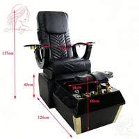 Fauteuil de pédicure électrique de luxe avec dossier inclinable réglable, sans plomberie, avec bassin de spa pour les pieds, pour salon de manucure