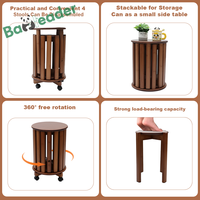 Ensemble personnalisé de 4 tabourets de bar multifonctionnels en bambou Table basse ronde en bois Style minimaliste pour chambre à coucher