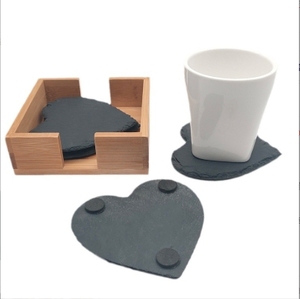 4 pièces magnifiques sous-verres en pierre ardoise noire en vrac rond ardoise tasse sous-verre pour boisson Bar cuisine maison, bord naturel fait à la main - Product Image 4