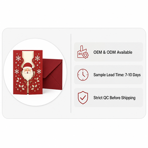 Ensemble de cartes de Noël à trois volets avec pince à billets ZS-PC0329 au design original, motif Père Noël, bonhomme de neige, sapin, autocollant enveloppe rouge, vernis brillant - Product Image 5