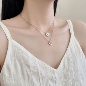 Collier trèfle à quatre feuilles plaqué or champagne rhodié Dylam, pendentif fleur porte-bonheur, bijoux délicats, cadeaux - Product Image 2
