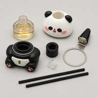 Diffuseur de parfum pour voiture en forme de panda écologique, flacon en verre vide rechargeable pour huiles essentielles