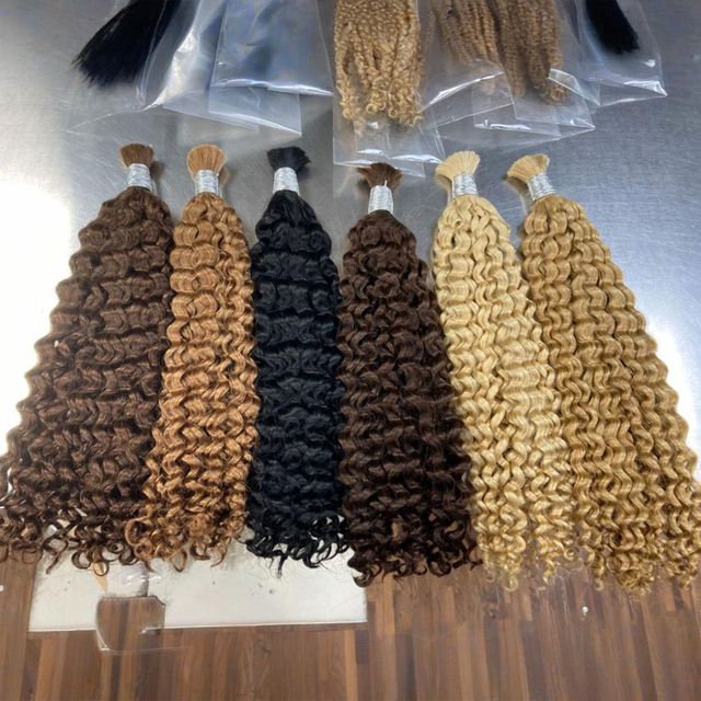 Wholesale Deep Wave Color Hair Bulk 100% Human Hair for Braiding Unprocessed Brazilian Virgin Human Hair Bulk for Micro Braids