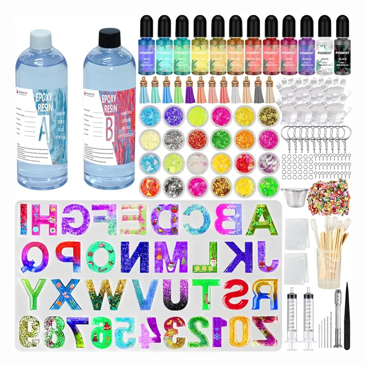 Kit di artigianato artistico per principianti con stampi in silicone lettera in kit di resina epossidica