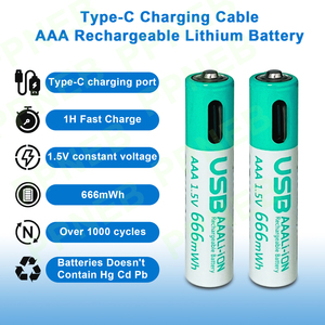 Pilas Recargables de Iones de Litio <span class=keywords><strong>AA</strong></span> AAA de Alta Calidad de 666 mWh 3330 mWh 1.5 V con Cargador Tipo C y 10 Ranuras - Product Image 3
