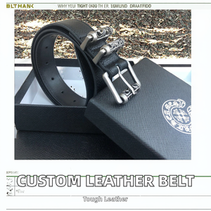 Ceinture Décorative Personnalisée en Cuir de Vachette Véritable Style Corbeau avec Boucle Rétro à Rouleau et Motif Vigne – Mode Décontractée - Product Image 2