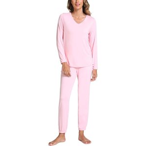 Conjunto de Pijamas de Mujer en Viscosa de Bambú Personalizado, Manga Larga, Cuello en V, Ropa de Dormir con Bolsillos - Product Image 1