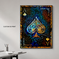Impression murale de poker As de Pique, image de carte à jouer pour salle de jeux, casino, bar lounge, décoration intérieure contemporaine