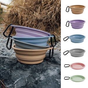 Bol pliable en silicone pour chien, avec mousqueton, pour le camping en plein air, plat de nourriture pour animaux de compagnie, pour chats et chiens, bol pliable de qualité alimentaire - Product Image 1