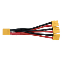 Kabel Kawat PVC XT60 Splitter Y 3 Arah Pria Wanita 14AWG Konduktor Tembaga Murni Panjang 100mm untuk Baterai RC Elektronik