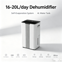 Déshumidificateur domestique 16L/jour avec contrôle WiFi intelligent, certifié CE, GS et ROHS