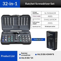 Set Obeng Ratchet Baja S2 Berkualitas Tinggi 24 in 1 dengan Kotak Keras dan Bit Presisi untuk Perbaikan Ponsel/Komputer & Penggunaan Bisnis