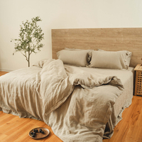 Linge de lit en tissu français doux biodégradable draps de literie en gros ensemble de housse de couette literie en lin français pur ensemble de couette