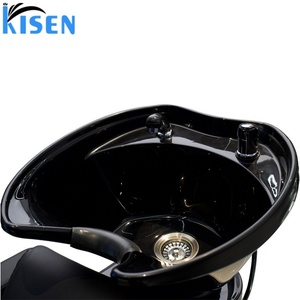 KISEN Fauteuil de lavage confortable en similicuir PU pour hommes et femmes, design moderne, avec bac à shampoing, couleur noire, en cuir synthétique - Product Image 5