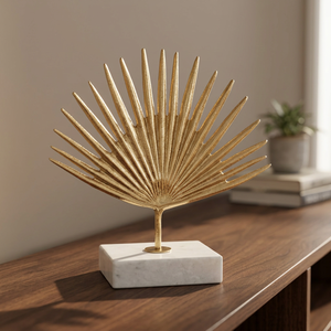 Aluminum High Leaf Sculpture Gold Plated Handmade Eco-Friendly Durable Artistic Modern Tabletop Decor Jaffs Exports - Product Image 2