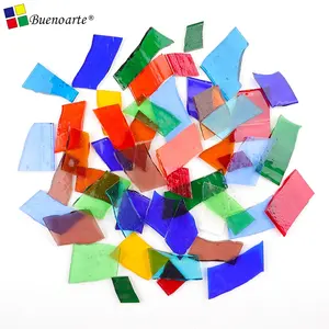 1000g de morceaux de vitraux mélangés multicolores transparents, mélange rouge bleu jaune vert à bas prix