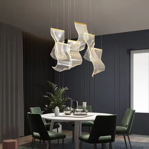 Dispositivo di moda in seta moderna scala in acrilico <span class=keywords><strong>lampadari</strong></span> a soffitto a Led luce pendente <span class=keywords><strong>per</strong></span> soggiorno - Product Image 4