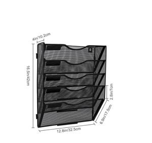 New Foldable Mesh Metal Door Wall Mount 5 Tier Hanging File <b>Folder</b> Organizer for Paper <b>Document</b> Magazine Rack - Product Image 4