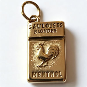 Gauloises Blondes - Etiqueta de recuerdo rectangular de latón chapado en oro con grabado de gallo y mentol - Product Image 6