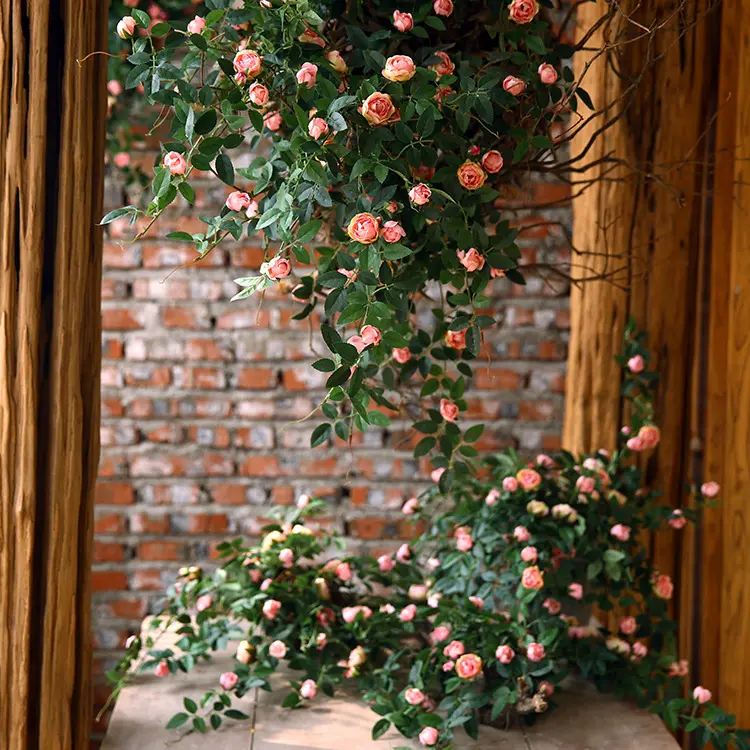 結婚式の家の装飾緑のつるの葉花ぶら下げ偽の人工バラのつるシルクガーランド
