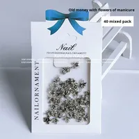 Super Fairy-Like Gradient Five-Petal Flower 3D Resin Black Gold Old Money Style Nail Art Decorations Wearable Nails Handmade DIY