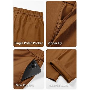 2025 Pantalones chinos informales para hombre, pantalones cónicos de algodón 100% con bolsillos y decoraciones con cremallera, logotipo personalizable - Product Image 5