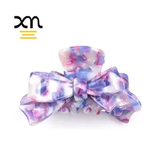 custom bowknot hair claw clip pony tail flower bow hair claw jaw clips for women cellulose acetate artstar hair accessories