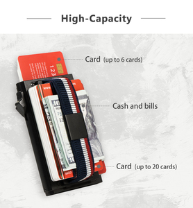 Slim RFID Blocking Aluminum Card Holder Pop Up Credit Card <b>Wallet</b> Elastic Strap <b>Metal</b> Card Case for Travel Business - Product Image 3
