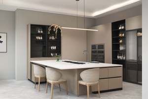 Juego de Isla de Cocina Moderna SANTOPOVA con Encimera de Mármol y Patas de Metal Dorado - Product Image 4