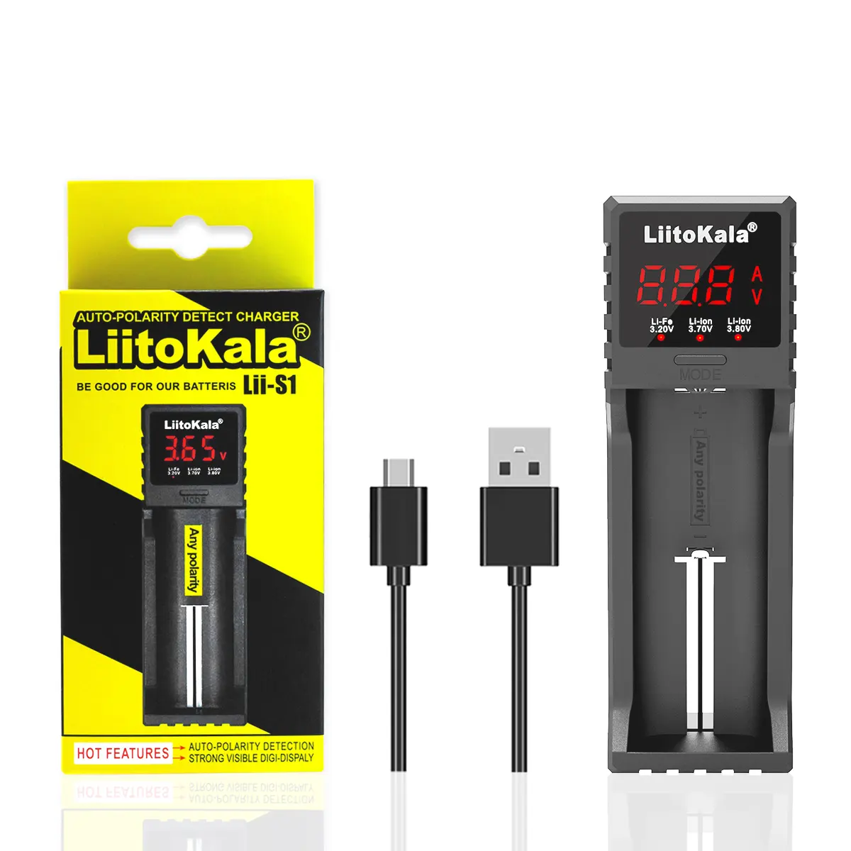 Lii-S1 kecil dan nyaman Liitokala 18650 charger untuk 26650 18350 14500 AA baterai AAA Display LCD segala polaritas