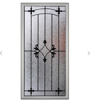 Grille décorative en fer forgé sur mesure avec motif en verre, antirouille, durable, pour la décoration de portes et fenêtres d'entrée de villa