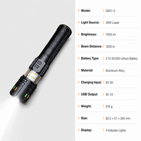 Senter Laser Tahan Air IP65 G921-2 Isi Ulang, Dapat Diperbesar, Taktis dengan Lampu Camping, Power Bank, Aluminium Alloy, USB