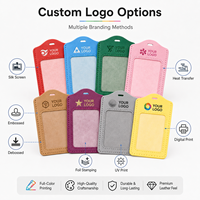 Porte-cartes d'identité en cuir PU avec logo personnalisé, blocage RFID, emplacement pour cordon, 14 couleurs, cadeau promotionnel
