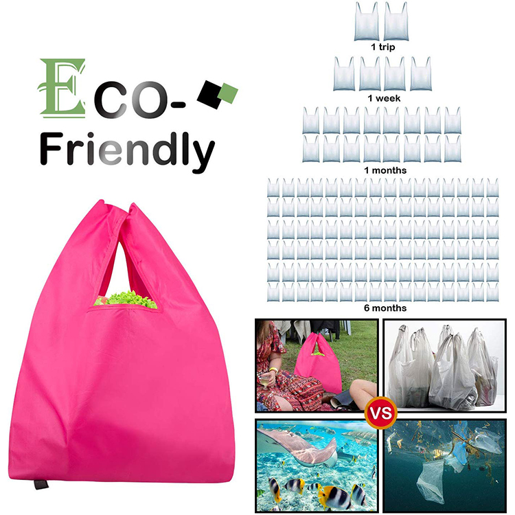Eco friendly RPET 210T Reusable polyester foldable shopping bag