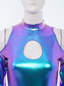 Traje Metálico de una Pieza para Baile Latino, Leotardo, Mono, Ropa de Baile Disco, para Fiestas Temáticas de Baile de Salón - Product Image 4