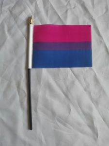 Banderas Personalizadas Ecológicas de Poliéster LGBTQ de 4x6 Pulgadas con Diseño de Oso y Asta Negra Sólida con Punta Dorada en la Parte Superior - Product Image 6