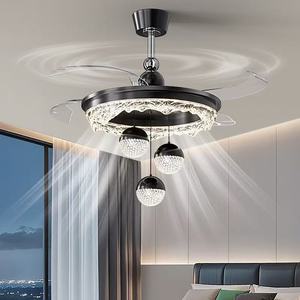 <b>LED</b> <b>Ceiling</b> Fan Lamp Full Spectrum <b>Light</b> <b>Crystal</b> Chandelier Nordic Style Living Room Dining Room Villa Bedroom Integrated Fan - Product Image 2