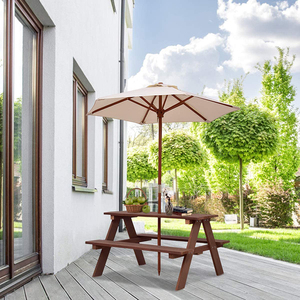 Beste Kwaliteit Kids Picknick <span class=keywords><strong>Folding</strong></span> Voorschoolse Peuter Outdoor Parasol Houten Tafel En Stoel Set - Product Image 2