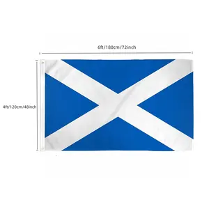 4×6 FT Flagge Schottland wasserdicht St. Andrew's Cross Crux Decussata UK Vereinigtes Königreich blaue Flagge mit einem weißen X
