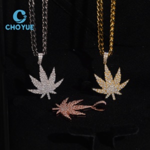 Pendentif feuille en argent sterling 925 de qualité supérieure, diamant cultivé en laboratoire, bijoux hip-hop glacés, unisexe, certificat IGI - Product Image 4
