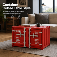 Table basse de style conteneur d'expédition personnalisée 100x60x50cm, armoire de rangement à double porte pour café, salon et espaces commerciaux