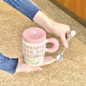 Tazas de Porcelana <span class=keywords><strong>con</strong></span> Diseño de Animales de Dibujos Animados, <span class=keywords><strong>con</strong></span> Tapa y Cuchara, Juego de Regalo de Tazas Portátiles y Lindas para la Oficina, Fiestas y <span class=keywords><strong>Desayunos</strong></span> - Product Image 4