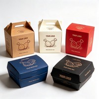 Boîte en papier kraft écologique avec logo personnalisé, pliable, compartimentée, pour aliments, emballage en papier kraft de qualité alimentaire pour poulet frit