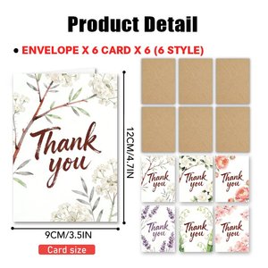 Cartes de remerciement personnalisées multi-styles en carton mat avec logo, enveloppes, petites cartes de vœux, estampage or/argent, anniversaire, mariage - Product Image 5